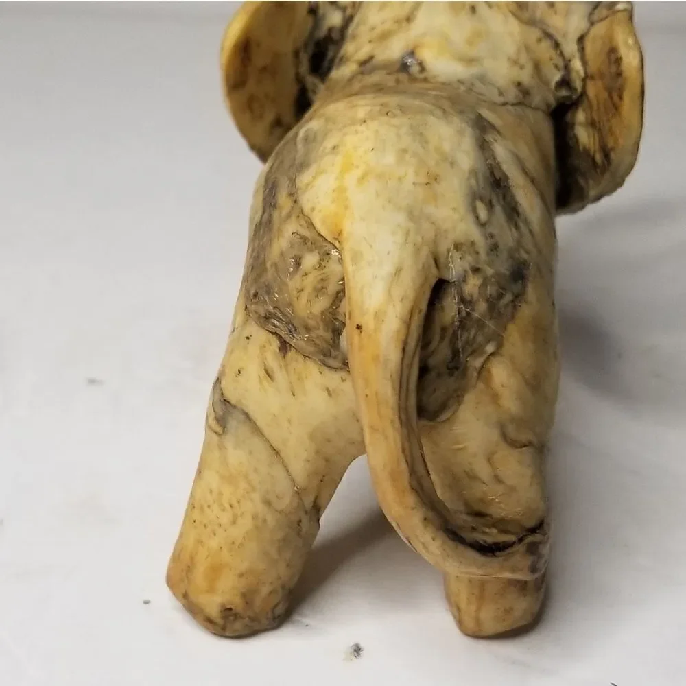 VTG Crushed oyster Handmade Elephant Figurine Statue Marbleized trunk raised